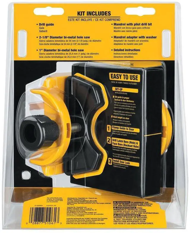 Alt view image 10 of 14 - Door Lock Installation Kit, C Clamp Design Hole Saw Kit For Metal or Wood Doors, 2 Adjustable Bushings, Easy Installation, Height Alignment (D180004)