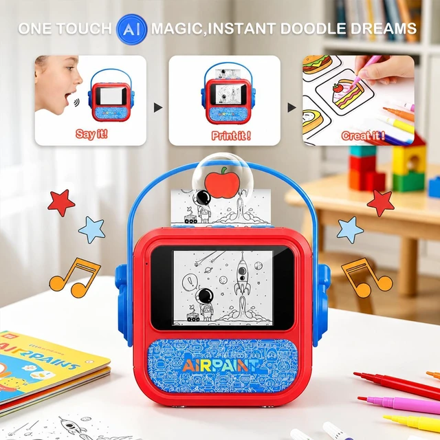 Alt view image 10 of 14 - Smart AI Voice Sticker Printer Box, Inkless Portable Mini Thermal Printer with HD Display, AI Sticker Maker Machine Gifts for Kids & DIY, Pocket Sticker Maker