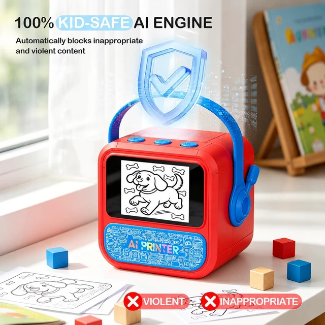 Alt view image 11 of 14 - Smart AI Voice Sticker Printer Box, Inkless Portable Mini Thermal Printer with HD Display, AI Sticker Maker Machine Gifts for Kids & DIY, Pocket Sticker Maker