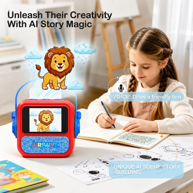 Alt view image 12 of 14 - Smart AI Voice Sticker Printer Box, Inkless Portable Mini Thermal Printer with HD Display, AI Sticker Maker Machine Gifts for Kids & DIY, Pocket Sticker Maker