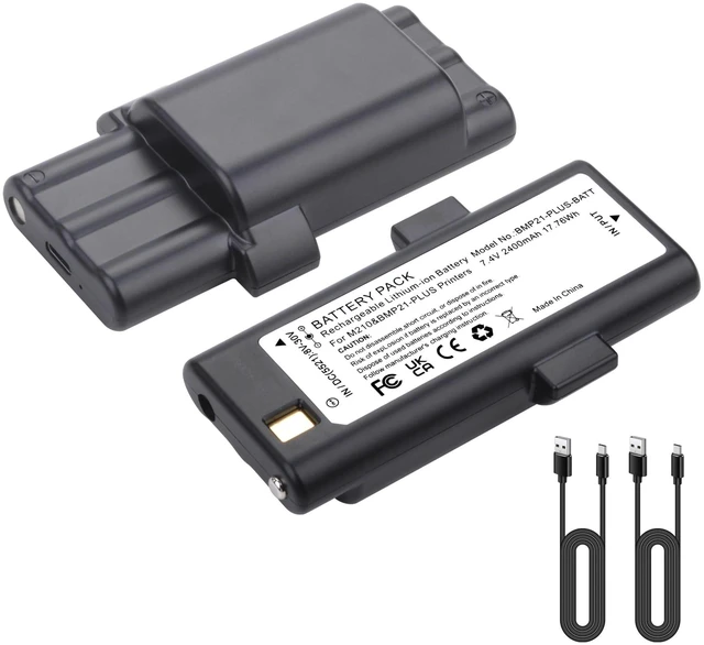 Alt view image 8 of 14 - 2-Pack Battery Compatible for Brady Portable M210, M210-LAB, BMP21-LAB and | and BMP21-PLUS BMP21-PLUS-BATT G6120161 Label Printer, Upgrade 7.4V 2400 mAh/17.76 Wh With USB Type-C Charging Cable