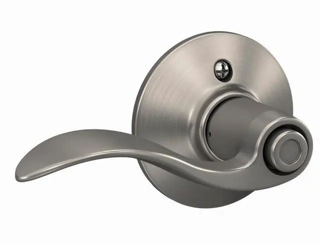 Alt view image 13 of 14 - Accent Bed/Bath Privacy Door Handle with Lock, Satin Nickel | Interior bedroom or bathroom door lever with push button lock, Reversible, Easy install, Certified durability, Universal fit