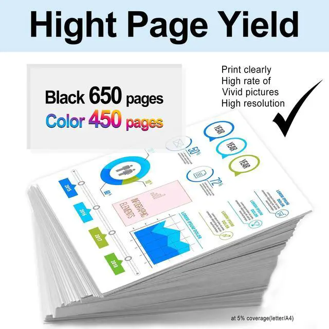 Alt view image 10 of 14 - 67XL Ink Cartridges Black/Color Combo Pack (2-Pack, Black/Color) Replacement for HP Ink 67 67xl Printer Ink for Deskjet 2700e 2755e 2755 2700 2752 4155e Envy 6000 6055e 6400 6455 Printer