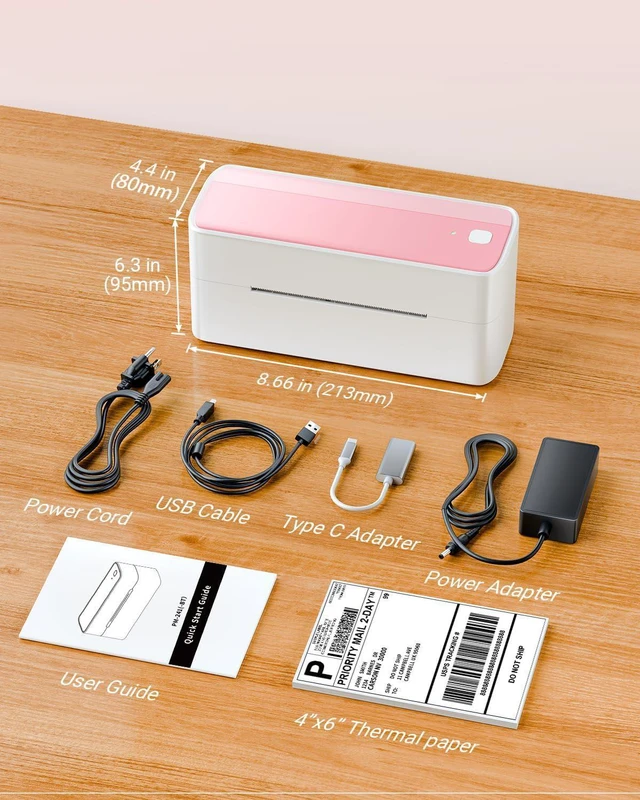 Alt view image 14 of 14 - Bluetooth Thermal Label Printer 4x6 - 241BT Pink Label Printer