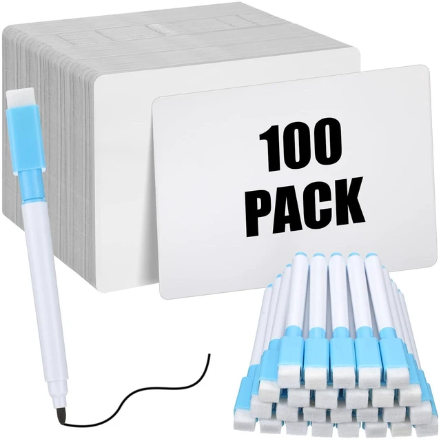 Alt view image 7 of 12 - 100 Pcs Dry Erase Lapboard Set with Markers Dry Erase Boards Classroom Pack Small White Board 9"X12" Mini Double Sided Whiteboard Set Lapboards for School Supplies