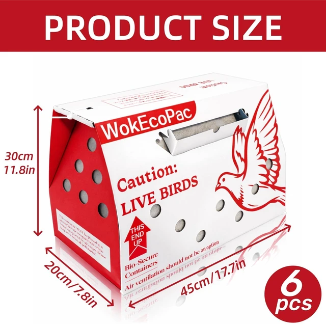 Alt view image 9 of 14 - 6 Pack Live Bird Shipping Boxes for Poultry Chicken Bird Duck (Red) | Size 17.7" x 7.8" x 11.8"-Poultry Shipping Boxes, Poultry Carrier Crate has Ventilation Openings, Portable Bird Travel Bag