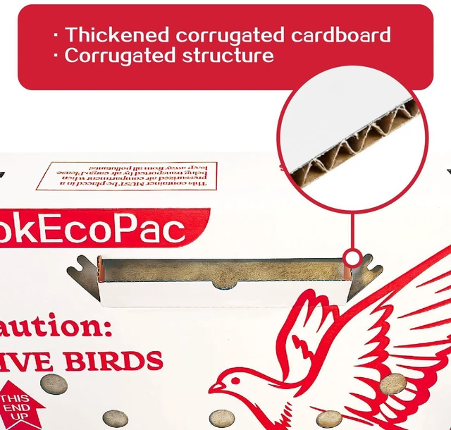 Alt view image 11 of 14 - 6 Pack Live Bird Shipping Boxes for Poultry Chicken Bird Duck (Red) | Size 17.7" x 7.8" x 11.8"-Poultry Shipping Boxes, Poultry Carrier Crate has Ventilation Openings, Portable Bird Travel Bag