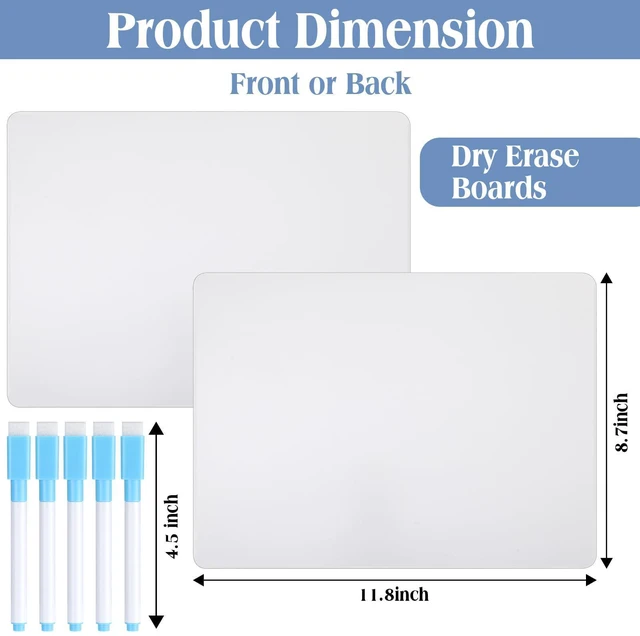 Alt view image 8 of 12 - 100 Pcs Dry Erase Lapboard Set with Markers Dry Erase Boards Classroom Pack Small White Board 9"X12" Mini Double Sided Whiteboard Set Lapboards for School Supplies