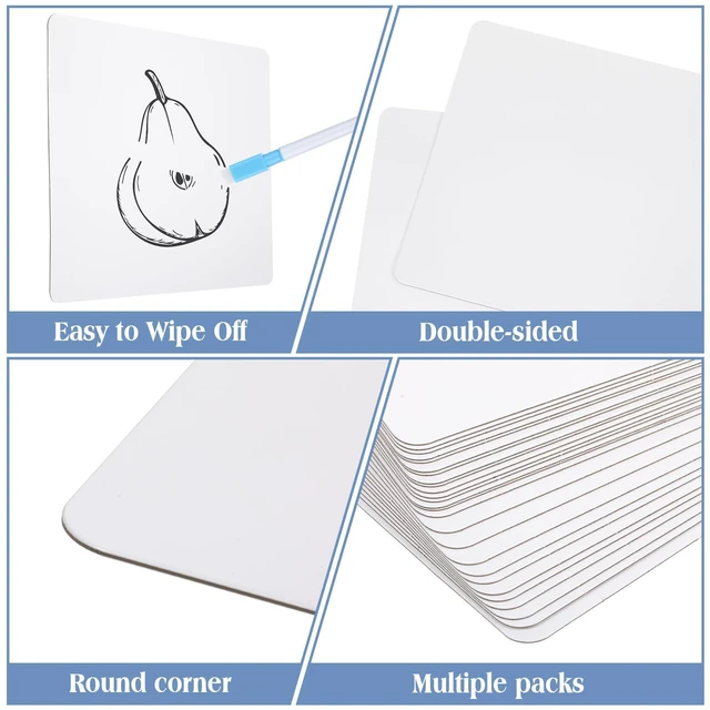 Alt view image 9 of 12 - 100 Pcs Dry Erase Lapboard Set with Markers Dry Erase Boards Classroom Pack Small White Board 9"X12" Mini Double Sided Whiteboard Set Lapboards for School Supplies