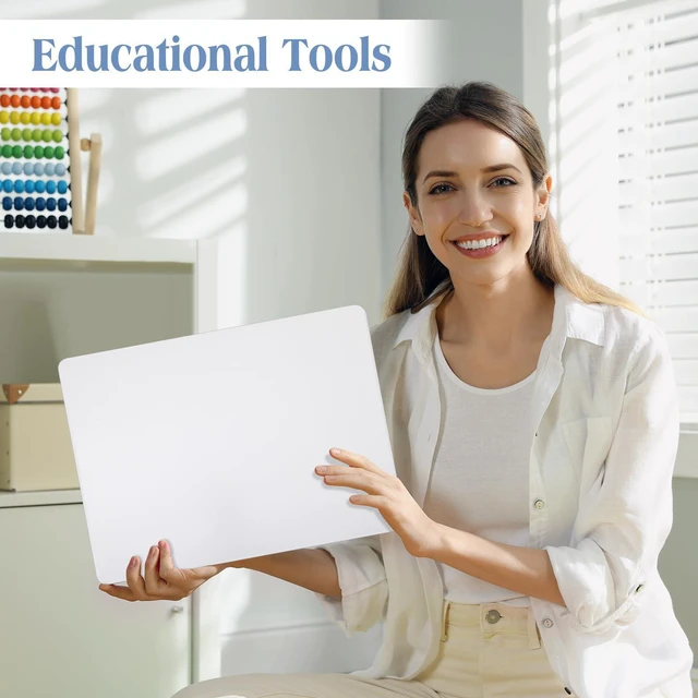 Alt view image 11 of 12 - 100 Pcs Dry Erase Lapboard Set with Markers Dry Erase Boards Classroom Pack Small White Board 9"X12" Mini Double Sided Whiteboard Set Lapboards for School Supplies