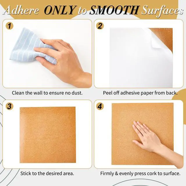 Alt view image 9 of 12 - 14 Pcs Cork Board Tiles 12 x 12 in 0.5 in Thick Square Bulletin Boards Cork Tiles Bulk with Push Pins Mini Natural Self Adhesive Backing Corkboards for Wall Home Office Floor DIY