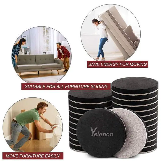 Alt view image 12 of 14 - Felt Furniture Sliders, 20pcs-3 1/2 Furniture Sliders for Carpet, Furniture Pads Hardwoods Floors, Heavy Furniture Movers Sliders, Reusable Moving Pads, Floor Protectors for Carpet