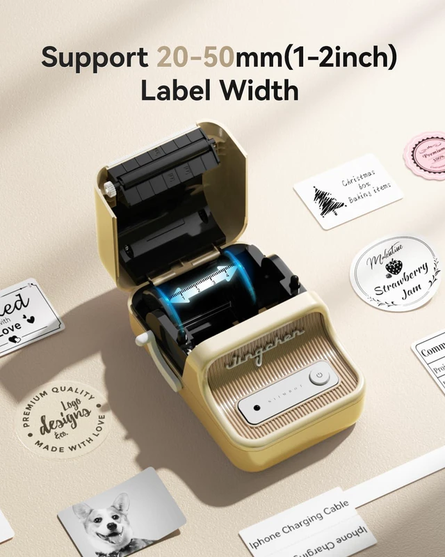 Alt view image 12 of 14 - B21 Label Maker, 2 Inch Bluetooth Sticker Printer with Tape, White | Compatible with Android, iOS & PC, Thermal Printing, Labeling for Home Storage Office Craft and Small Business
