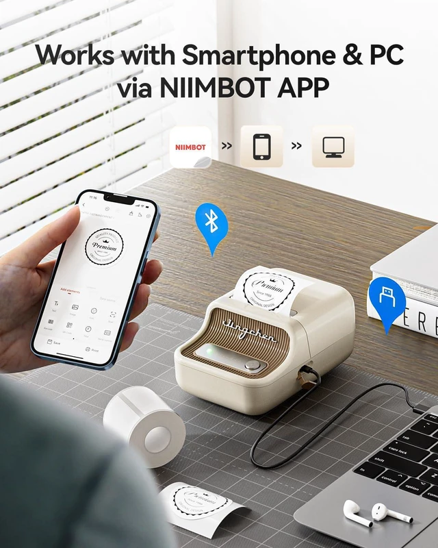 Alt view image 14 of 14 - B21 Label Maker, 2 Inch Bluetooth Sticker Printer with Tape, White | Compatible with Android, iOS & PC, Thermal Printing, Labeling for Home Storage Office Craft and Small Business