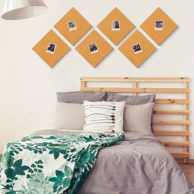 Alt view image 11 of 12 - 14 Pcs Cork Board Tiles 12 x 12 in 0.5 in Thick Square Bulletin Boards Cork Tiles Bulk with Push Pins Mini Natural Self Adhesive Backing Corkboards for Wall Home Office Floor DIY