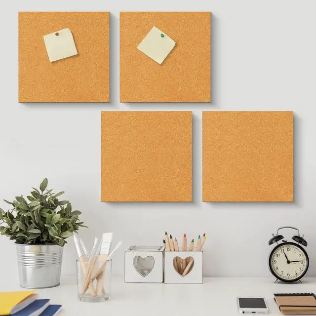 Alt view image 12 of 12 - 14 Pcs Cork Board Tiles 12 x 12 in 0.5 in Thick Square Bulletin Boards Cork Tiles Bulk with Push Pins Mini Natural Self Adhesive Backing Corkboards for Wall Home Office Floor DIY