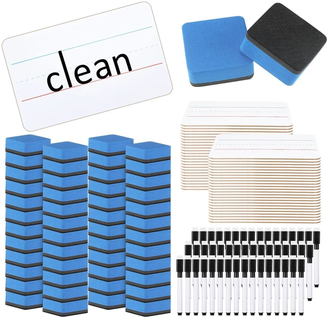 Alt view image 8 of 14 - 48 Sets Mini White Boards 6"x 9" Dry Erase Boards Classroom Pack Includes Two Sided Small Whiteboards Markers, Lapboards Erasers for Teachers Students School