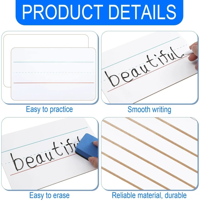 Alt view image 10 of 14 - 48 Sets Mini White Boards 6"x 9" Dry Erase Boards Classroom Pack Includes Two Sided Small Whiteboards Markers, Lapboards Erasers for Teachers Students School