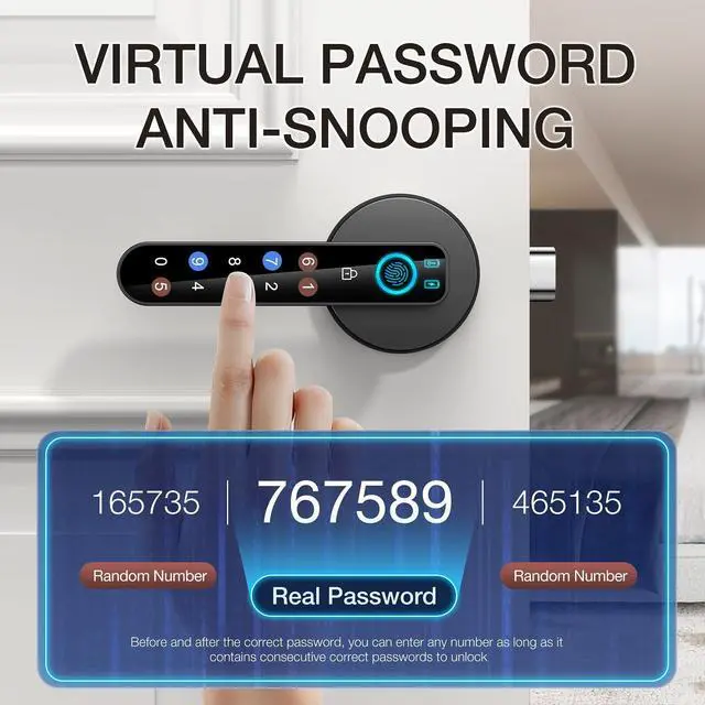 Alt view image 8 of 11 - Fingerprint Door Lock- Smart Door knob,biometric Door Lockwith passcode keypad keyless Entry Door Handlefor Bedroom Home Hotel Office Apartment (Black with APP)