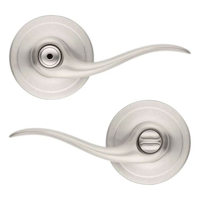 Alt view image 8 of 14 - Tustin Interior Privacy Door Handle with Lock, Door Lever For Bathroom and Bedroom, Satin Nickel Reversible Keyless Turn Lock, with Microban Protection