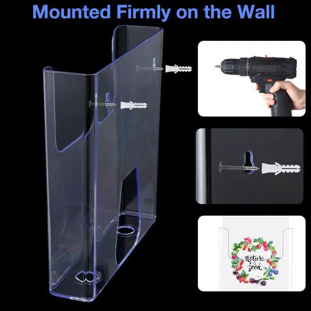 Alt view image 9 of 12 - 8 Pcs Acrylic Brochure Holder 8.5 x 11 Inch Wall Mount Flyer Holder Literature Clear Magazine Wall Display Hanging Envelope Display for Pamphlet File Home Office Supplies