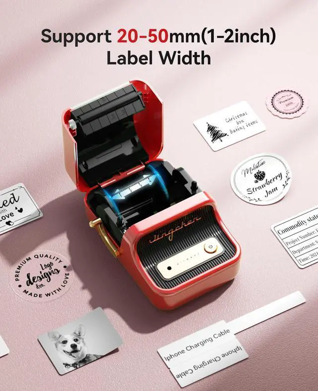 Alt view image 9 of 14 - B21 Label Maker, 2 Inch Bluetooth Sticker Printer with Tape, Red | Compatible with Android, iOS & PC, Thermal Printing, Labeling for Home Storage Office Craft and Small Business