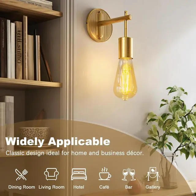 Alt view image 10 of 11 - E26 Edison Bulbs 60W, 2200K Amber Warm, Amber Glass, 600LM, 2-Pack | 6W LED Edison Bulb ST64, Vintage LED Light for Home, Non-Dimmable, CRI 80