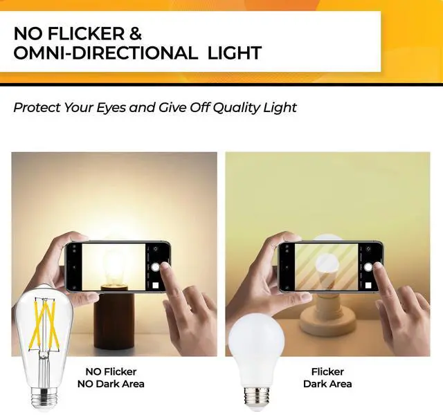 Alt view image 10 of 12 - Edison Bulbs Dimmable, E26 LED Bulb 60 Watt Soft White, 12 Pack | 95+ CRI, 700LM, UL Listed, Soft White 3000K, 6W LED Light Bulbs, Vintage Light Bulbs, Glass Clear Light Bulbs