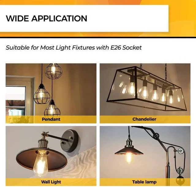 Alt view image 12 of 12 - Edison Bulbs Dimmable, E26 LED Bulb 60 Watt Soft White, 12 Pack | 95+ CRI, 700LM, UL Listed, Soft White 3000K, 6W LED Light Bulbs, Vintage Light Bulbs, Glass Clear Light Bulbs