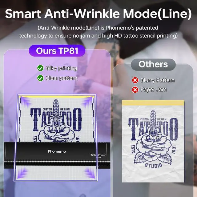 Alt view image 12 of 14 - TP81 Tattoo Stencil Printer Kit with 4 Pcs Tattoo Transfer Gel | 20 Pcs Transfer Paper, Bluetooth Compatible with Phone/Tablet/PC, Wireless Portable for Tattoo Artists & Beginners