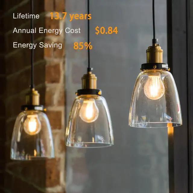Alt view image 11 of 14 - A19 LED Edison Light Bulb, E26 Dimmable Bulb, 60W Equivalent, 12 Pack | Vintage Warm White Bulb 2700K, 8W 800LM High Brightness, E26 Base, A19, 80+ CRI, Clear Glass Filament Bulb for Living Room