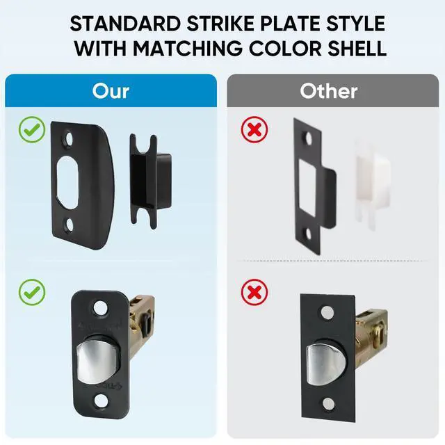 Alt view image 13 of 14 - 5PK Matte Black Door Handles Interior, Reversible Square Door Levers Knob for Hallway, Bedroom, Bathroom (with Lock, 5PK Privacy)