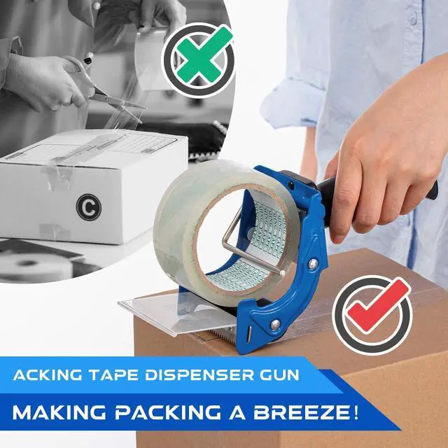 Alt view image 8 of 9 - 8 Pcs 3 Inch Tape Gun Packing Tape Dispenser Gun with Blade Red and Blue for Packing Boxes Heavy Duty Lightweight Tape Sealing Cutter for Gift Wrapping Paper Cutter