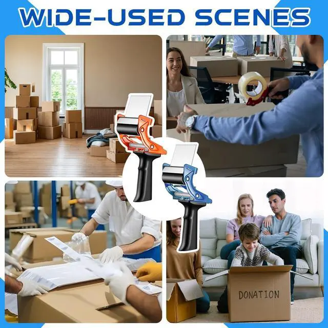 Alt view image 9 of 9 - 8 Pcs 3 Inch Tape Gun Packing Tape Dispenser Gun with Blade Red and Blue for Packing Boxes Heavy Duty Lightweight Tape Sealing Cutter for Gift Wrapping Paper Cutter