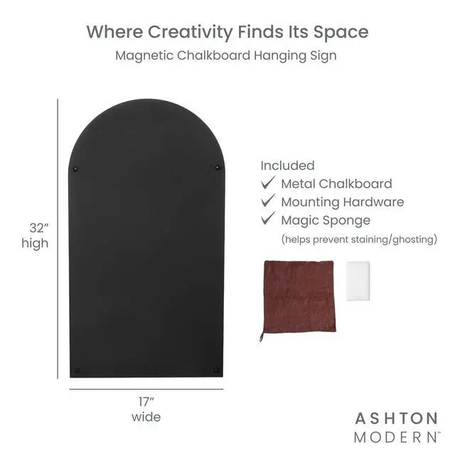 Alt view image 10 of 14 - Metal Magnetic Chalkboard, 17x31.5 Inch - Arched Top, Wall | Mount or Hanging Menu Board, For Food Truck, Restaurant or Kitchen, Magnetic Surface for Signs & Décor, Indoor or Outdoor Use