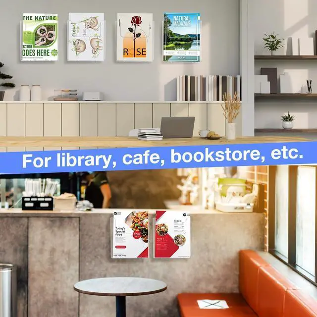 Alt view image 12 of 12 - 8 Pcs Acrylic Brochure Holder 8.5 x 11 Inch Wall Mount Flyer Holder Literature Clear Magazine Wall Display Hanging Envelope Display for Pamphlet File Home Office Supplies