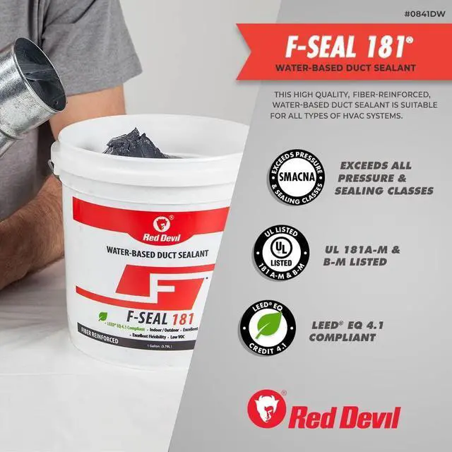 Alt view image 11 of 12 - 0841DX F-Seal 181 Duct Seal, Fiber Reinforced Water Based Duct Sealant, 1 Gallon, Gray, Made in USA