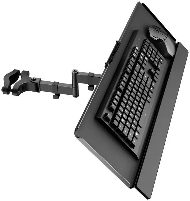 Alt view image 8 of 14 - Keyboard Tray Pole Mount - Keyboard & Mouse Mount fits Most Standard and Oversized Keyboards, Tilt & Rotation, Holds up to 2.2lbs, Black