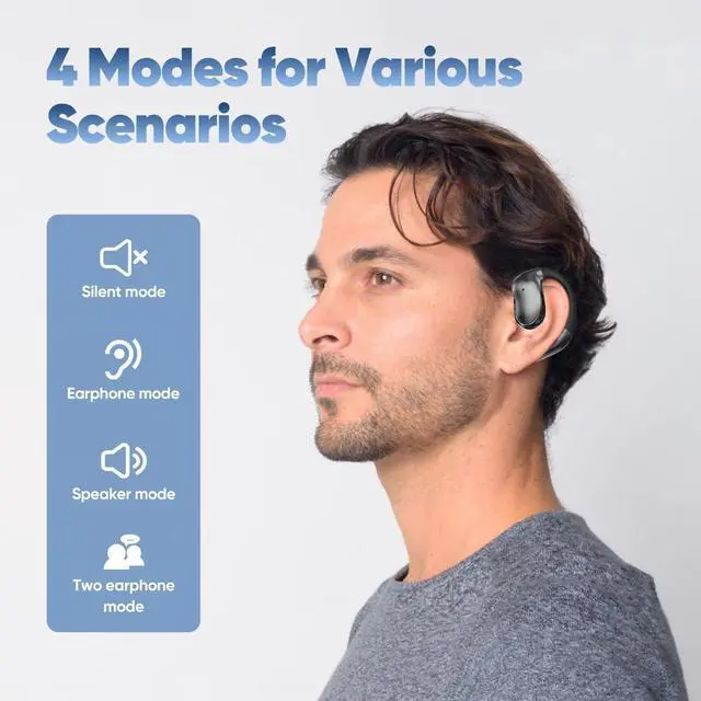 Alt view image 11 of 14 - AI Translator Earbuds Real-Time 180 Languages 8 Offline Modes OWS Touchscreen HD Sound iOS Android Compatible Extended Battery Life Suitable for Travel Business Black