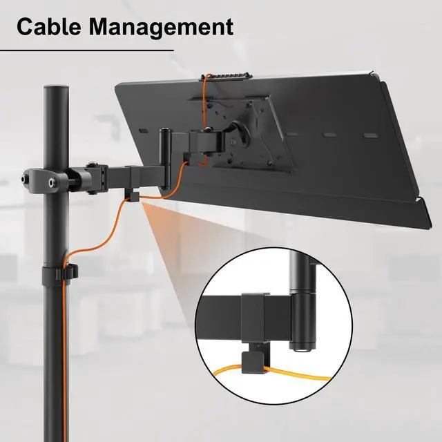 Alt view image 14 of 14 - Keyboard Tray Pole Mount - Keyboard & Mouse Mount fits Most Standard and Oversized Keyboards, Tilt & Rotation, Holds up to 2.2lbs, Black