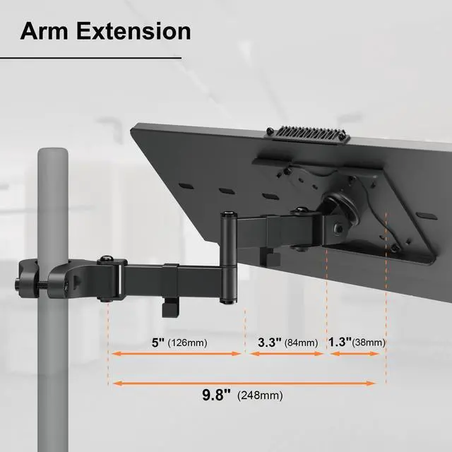 Alt view image 13 of 14 - Keyboard Tray Pole Mount - Keyboard & Mouse Mount fits Most Standard and Oversized Keyboards, Tilt & Rotation, Holds up to 2.2lbs, Black