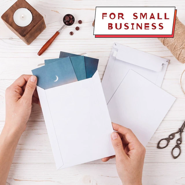 Alt view image 14 of 14 - 400 Pcs 6 x 8 Inch Rigid Mailers Self Adhesive Seal Photo Document Mailers 250gsm Keep Flat White Photography Cardboard Envelopes for Shipping Cd, Photo, Gift Card, Document, Paper