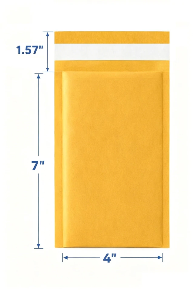 Alt view image 4 of 4 - #000 4x7 Kraft Bubble Mailers 500 Pack, Bulk Padded Envelopes for Jewelry & Small Item Shipping
