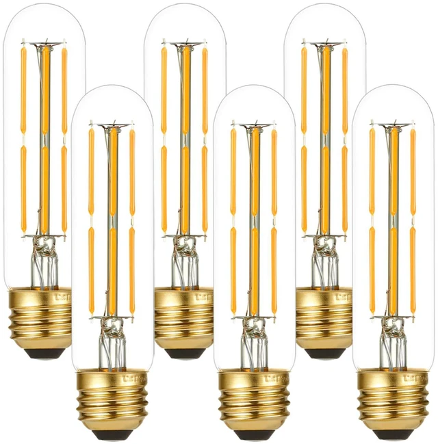 Alt view image 8 of 14 - Dimmable E26 Edison Bulb 6W Equal 60 watt Light Bulb AC120V Warm White 2700K Edison Light Bulbs 60 Watt 600LM Tubular T10 led Bulb for Rustic Pendant,Chandeliers,Wall sconces,Vanity 6Pack