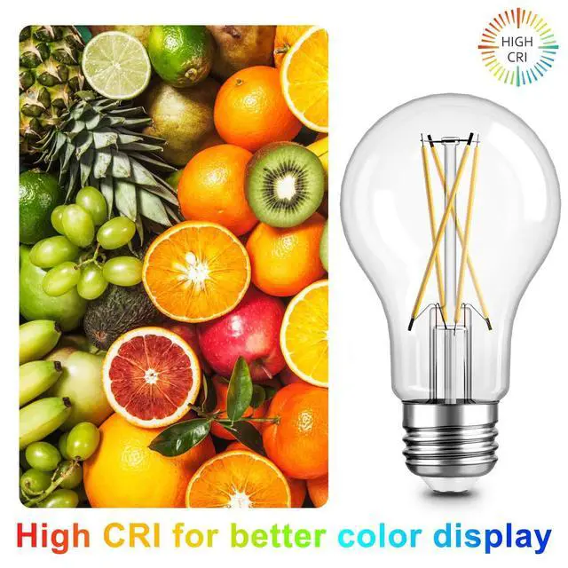 Alt view image 14 of 14 - A19 LED Edison Light Bulb, E26 Dimmable Bulb, 60W Equivalent, 12 Pack | Vintage Warm White Bulb 2700K, 8W 800LM High Brightness, E26 Base, A19, 80+ CRI, Clear Glass Filament Bulb for Living Room