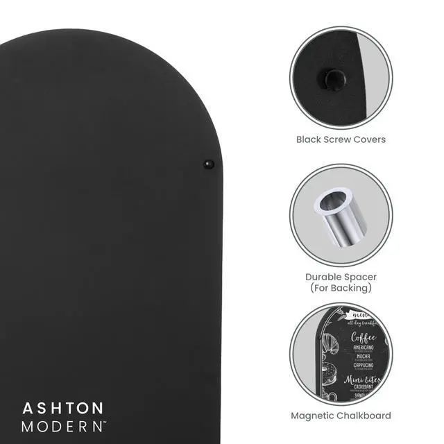 Alt view image 14 of 14 - Metal Magnetic Chalkboard, 17x31.5 Inch - Arched Top, Wall | Mount or Hanging Menu Board, For Food Truck, Restaurant or Kitchen, Magnetic Surface for Signs & Décor, Indoor or Outdoor Use