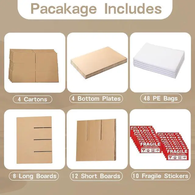 Alt view image 11 of 14 - 4 Sets Wine Bottle Moving Boxes, 16 x 12 x 12 Inch Moving Boxes with Divider Kits, Wine Shipping Box with Reinforced Cardboard & Handles, Glassware Packing Kits with Corrugate Dividers