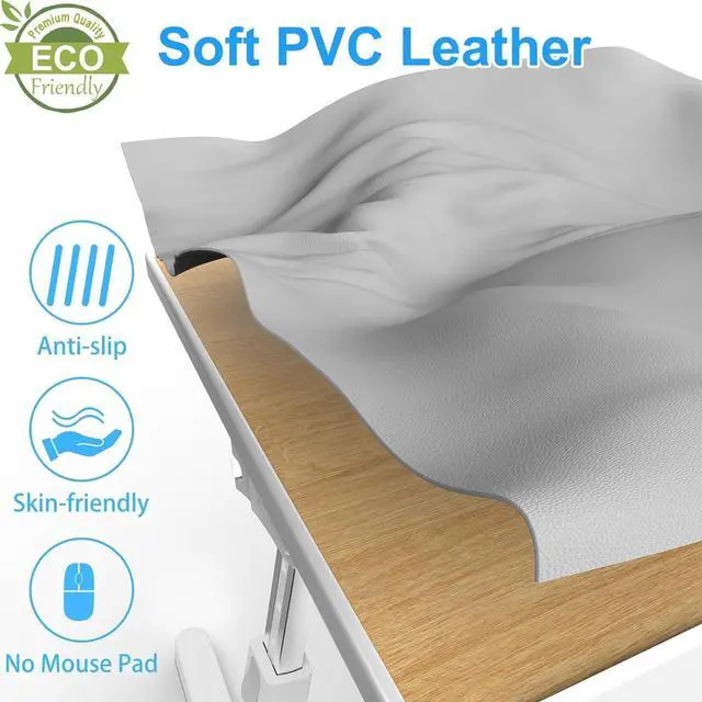 Alt view image 10 of 12 - Laptop Bed Desk, X-Large Leather Adjustable Computer Bed Table Tray, Foldable Laptop Lap Desk for Bed Sofa Couch Floor Writing Eating Working with Drawer 2 Movable Stoppers (23.6 inch, Grey)