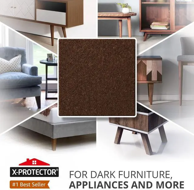 Alt view image 8 of 12 - 24 Heavy-Duty Felt Furniture Pads 1.5 1/4 Square Felt Pads | Thick Pads for Furniture Feet - Best Felt Floor Protectors for Furniture to Prevent Scratches. Protect Your Hard Floor! Brown