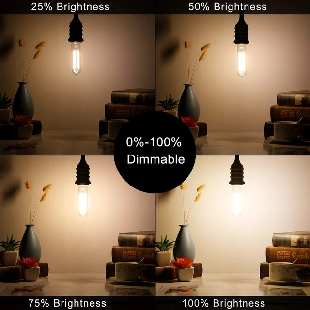 Alt view image 11 of 14 - Dimmable E26 Edison Bulb 6W Equal 60 watt Light Bulb AC120V Warm White 2700K Edison Light Bulbs 60 Watt 600LM Tubular T10 led Bulb for Rustic Pendant,Chandeliers,Wall sconces,Vanity 6Pack